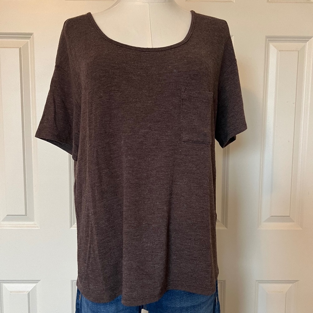 ThreeDots Brown oversized pocket tee